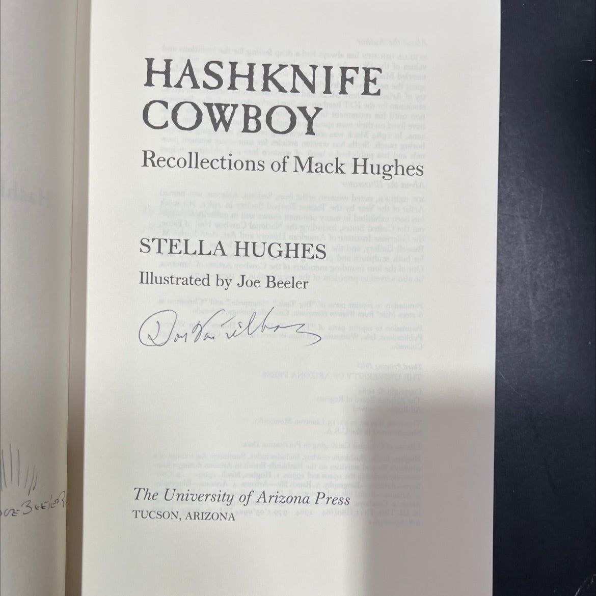 hashknife cowboy recollections of mack hughes book, by stella hughes, 1984 Hardcover image 2