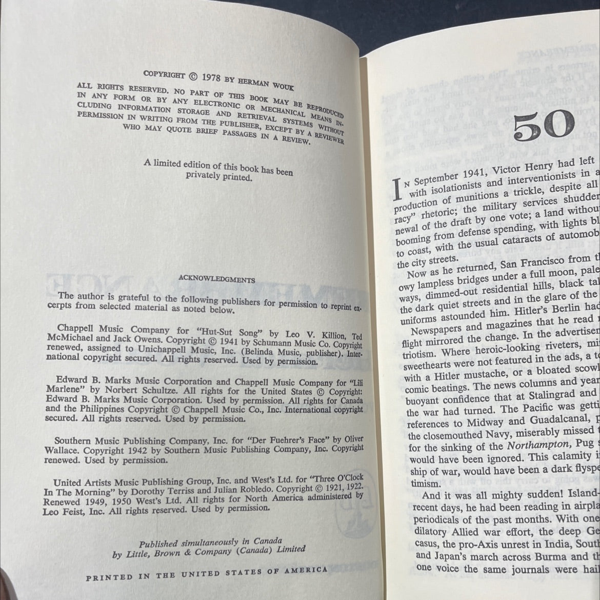 haw clea omafiemgemela war and remembrance book, by herman wouk, 1978 Hardcover image 3