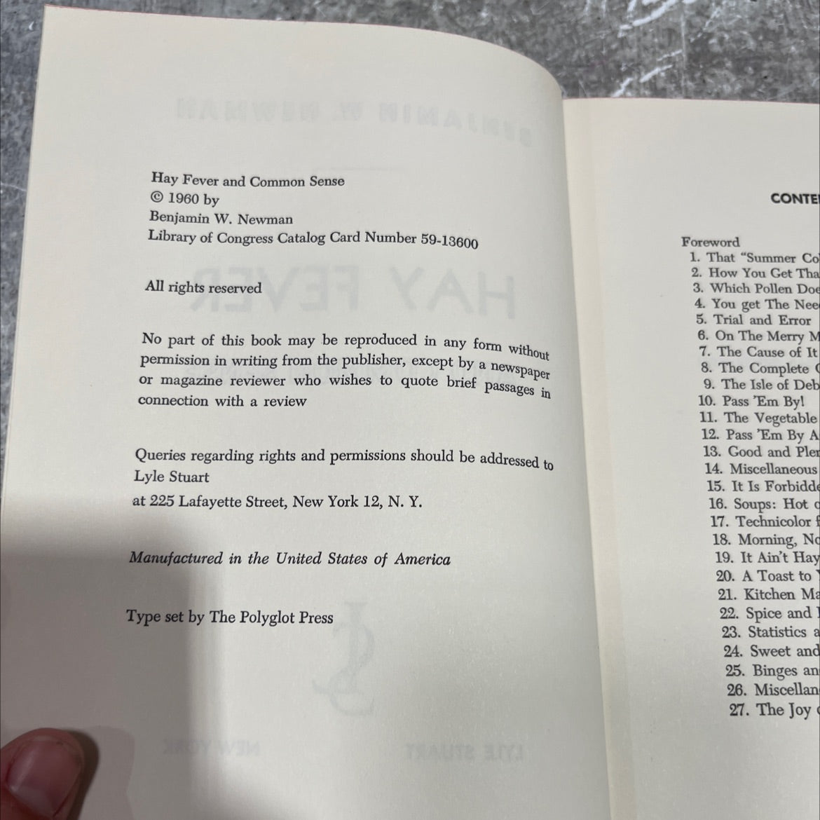 hay fever and common sense book, by benjamin w. newman, 1960 Hardcover image 3