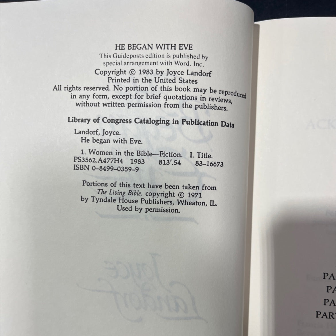 he began with eve book, by joyce landorf, 1983 Hardcover image 3