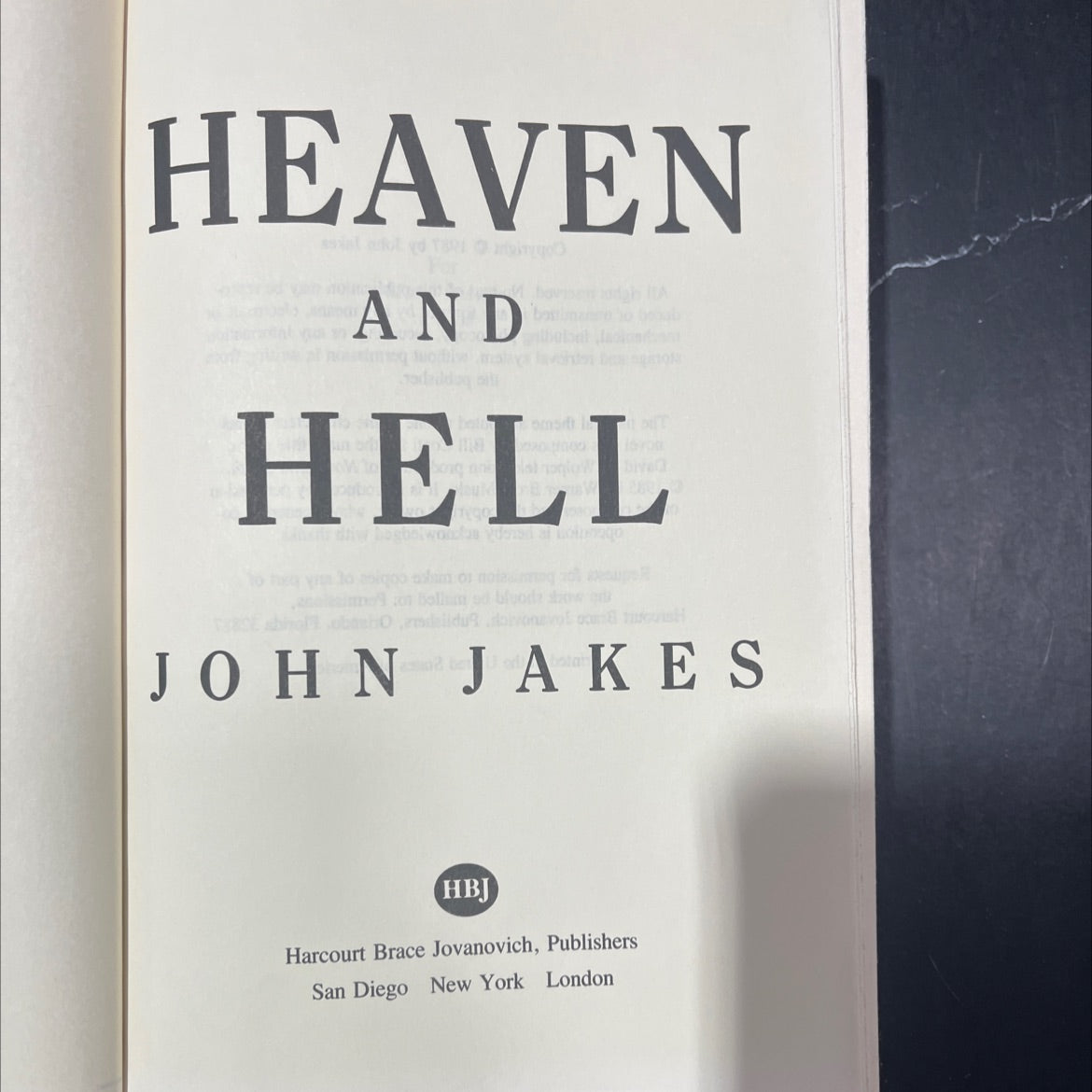 heaven and hell book, by John Jakes, 1987 Hardcover image 2