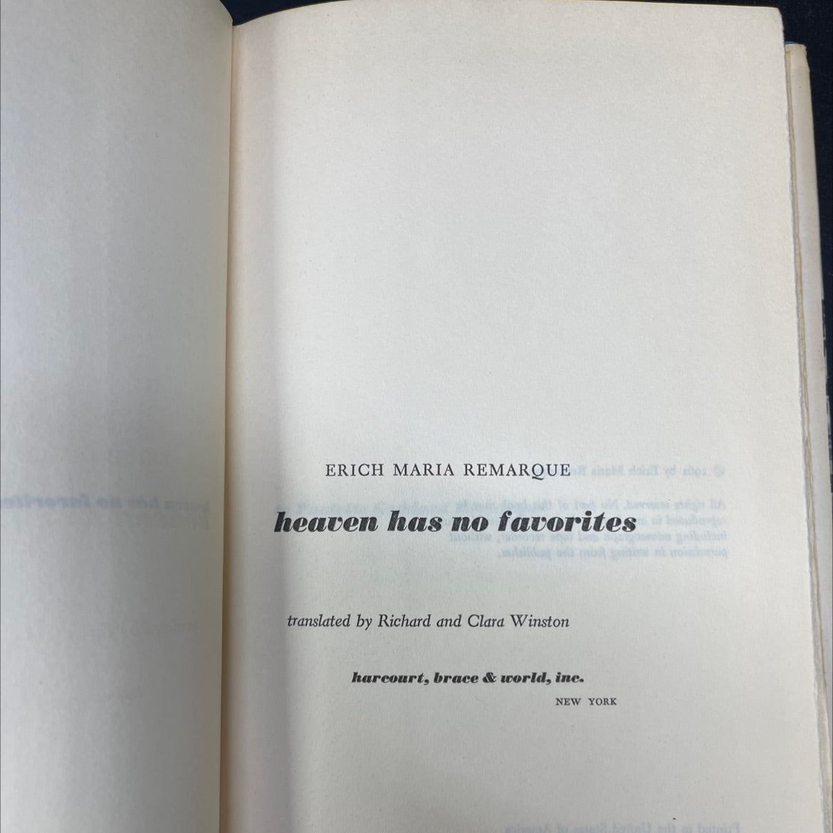 heaven has no favorites book, by Erich Maria Remarque, 1961 Hardcover image 2