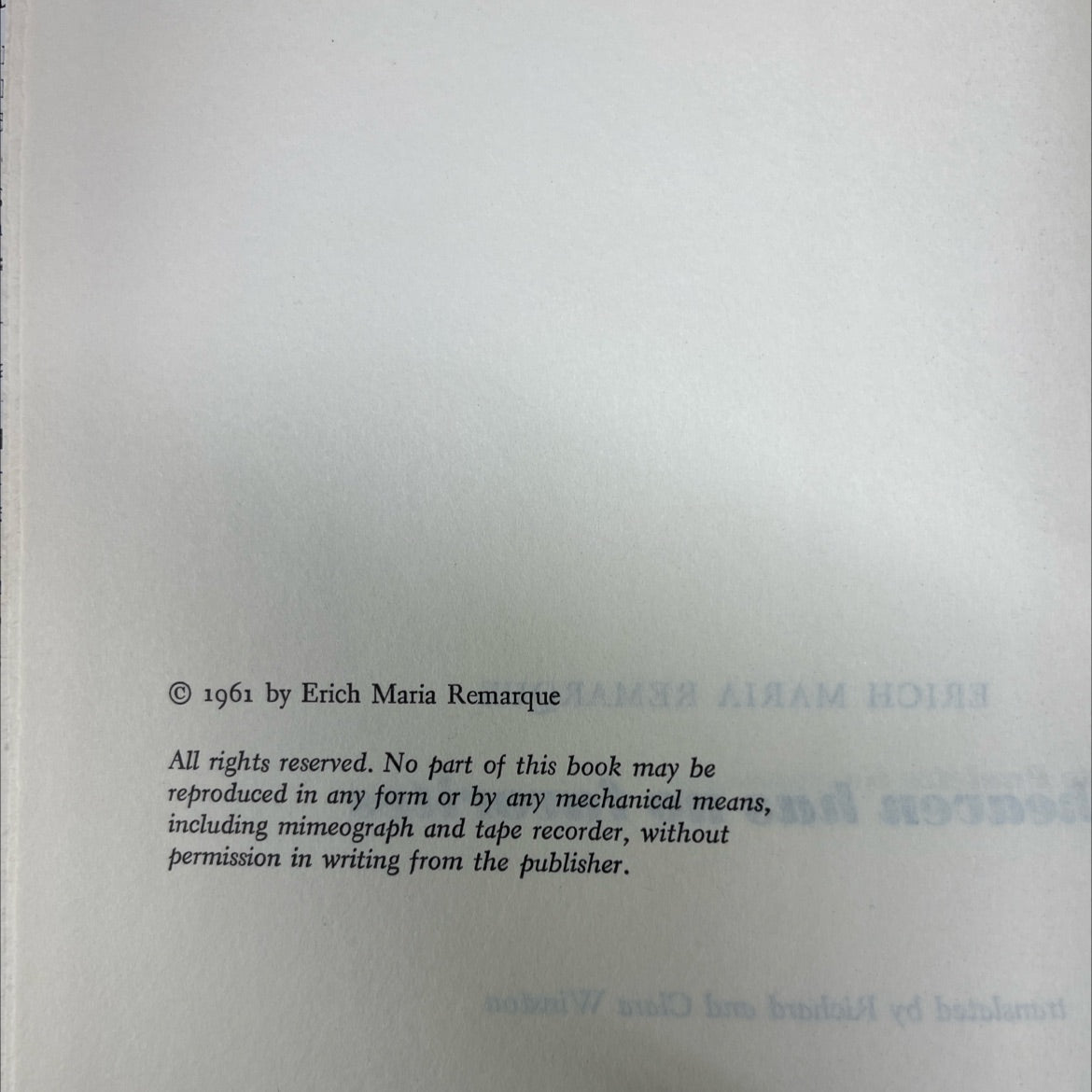 heaven has no favorites book, by Erich Maria Remarque, 1961 Hardcover image 3