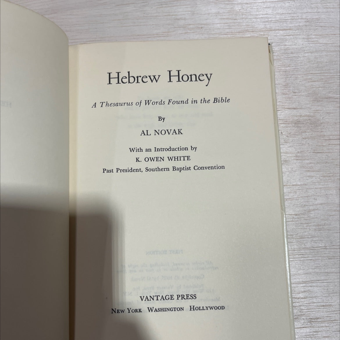 SIGNED hebrew honey a thesaurus of words found in the bible book, by al novak, 1965 Hardcover, First Edition, Vintage image 2