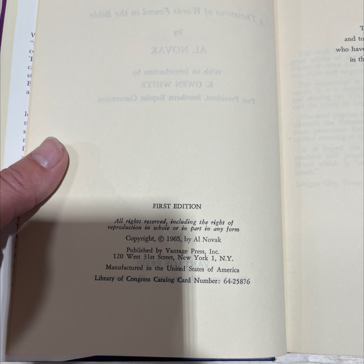 SIGNED hebrew honey a thesaurus of words found in the bible book, by al novak, 1965 Hardcover, First Edition, Vintage image 3