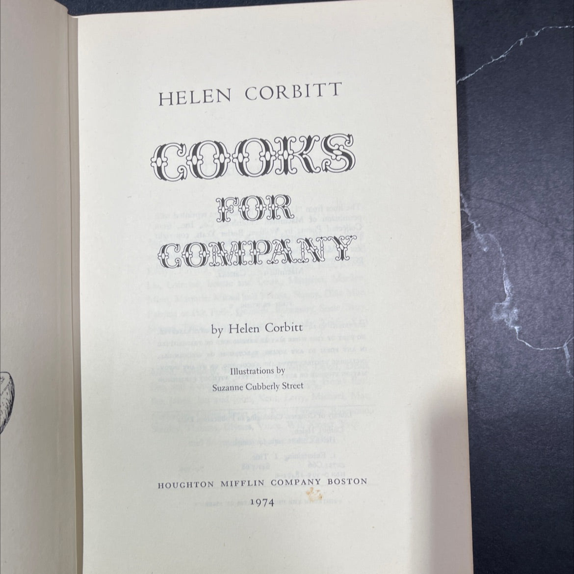 SIGNED helen corbitt cooks for company book, by Helen Corbitt, 1974 Hardcover image 2