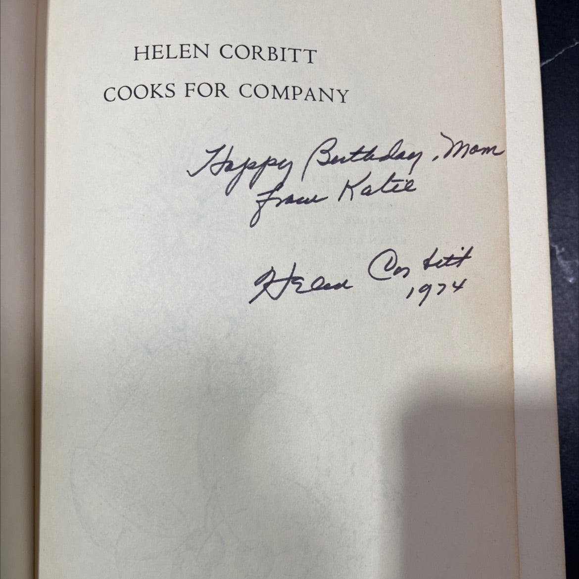 SIGNED helen corbitt cooks for company book, by Helen Corbitt, 1974 Hardcover image 4