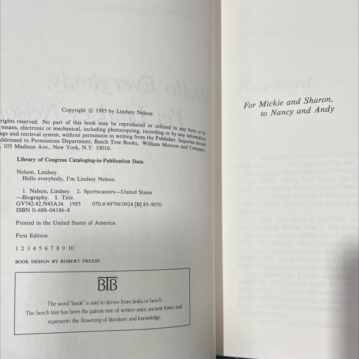 SIGNED hello everybody, i'm lindsey nelson book, by Lindsey Nelson, 1985 Hardcover, First Edition, Vintage image 3