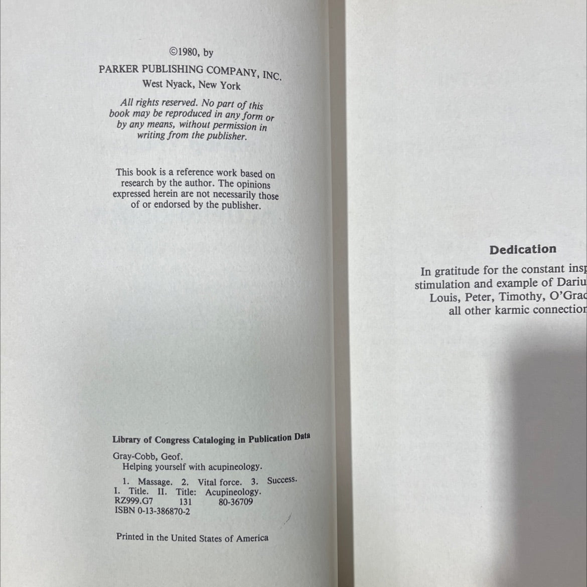 helping yourself with acupineology book, by geof gray-cobb, 1980 Hardcover image 3