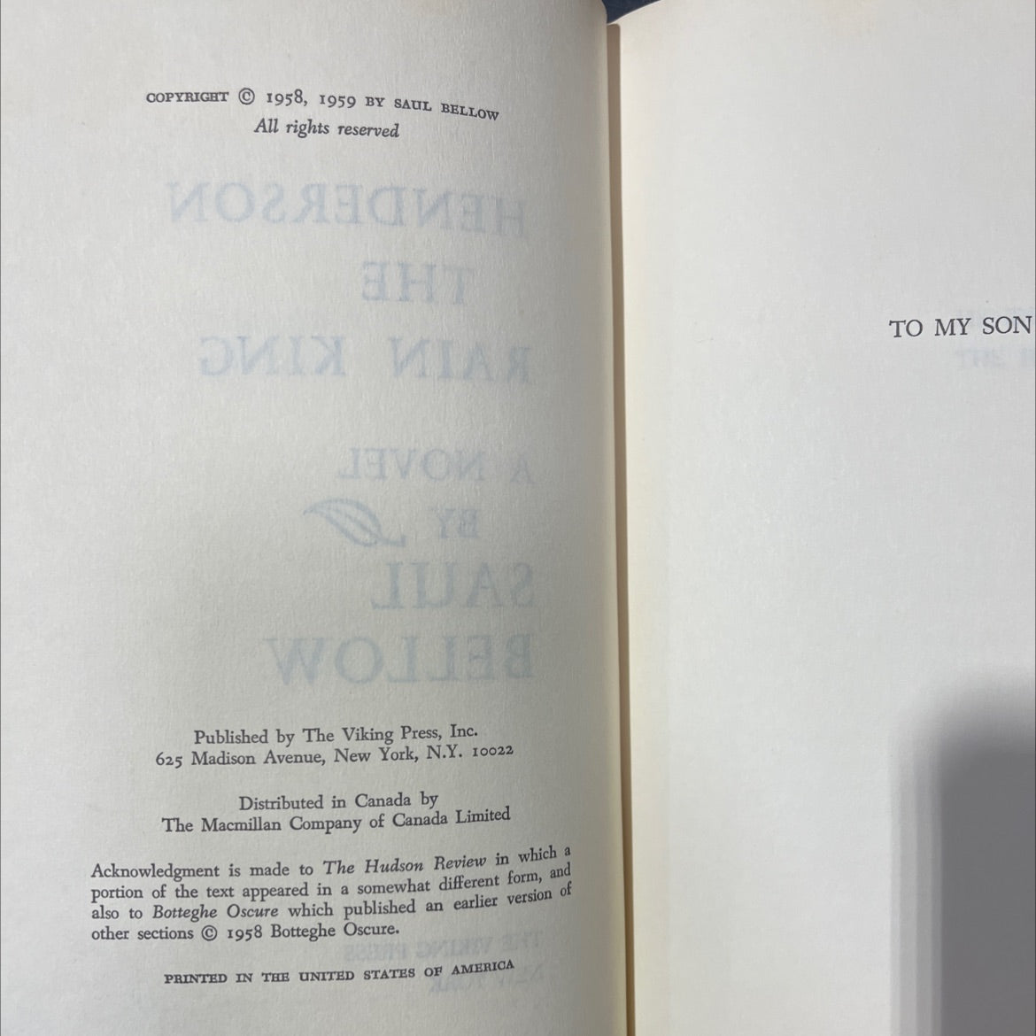 henderson the rain king book, by saul bellow, 1959 Hardcover image 3