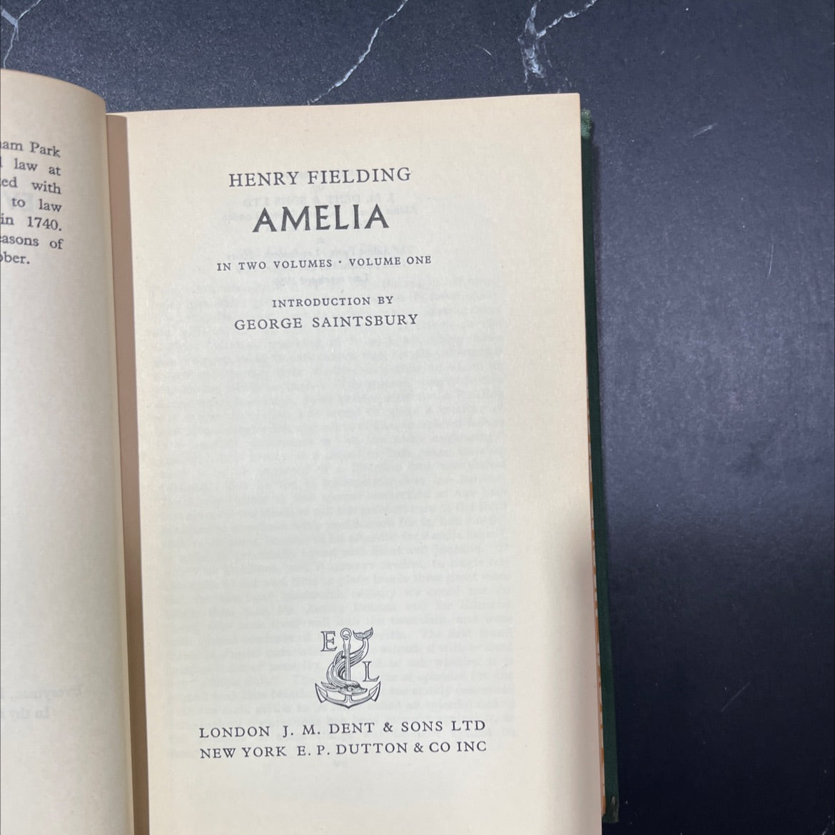 henry fielding amelia in two volumes volume one book, by Henry Fielding, 1959 Hardcover image 2