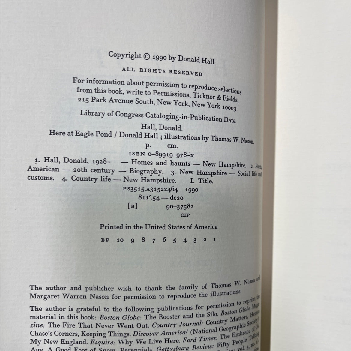 here at eagle pond book, by Donald Hall, 1990 Hardcover, Folio image 3