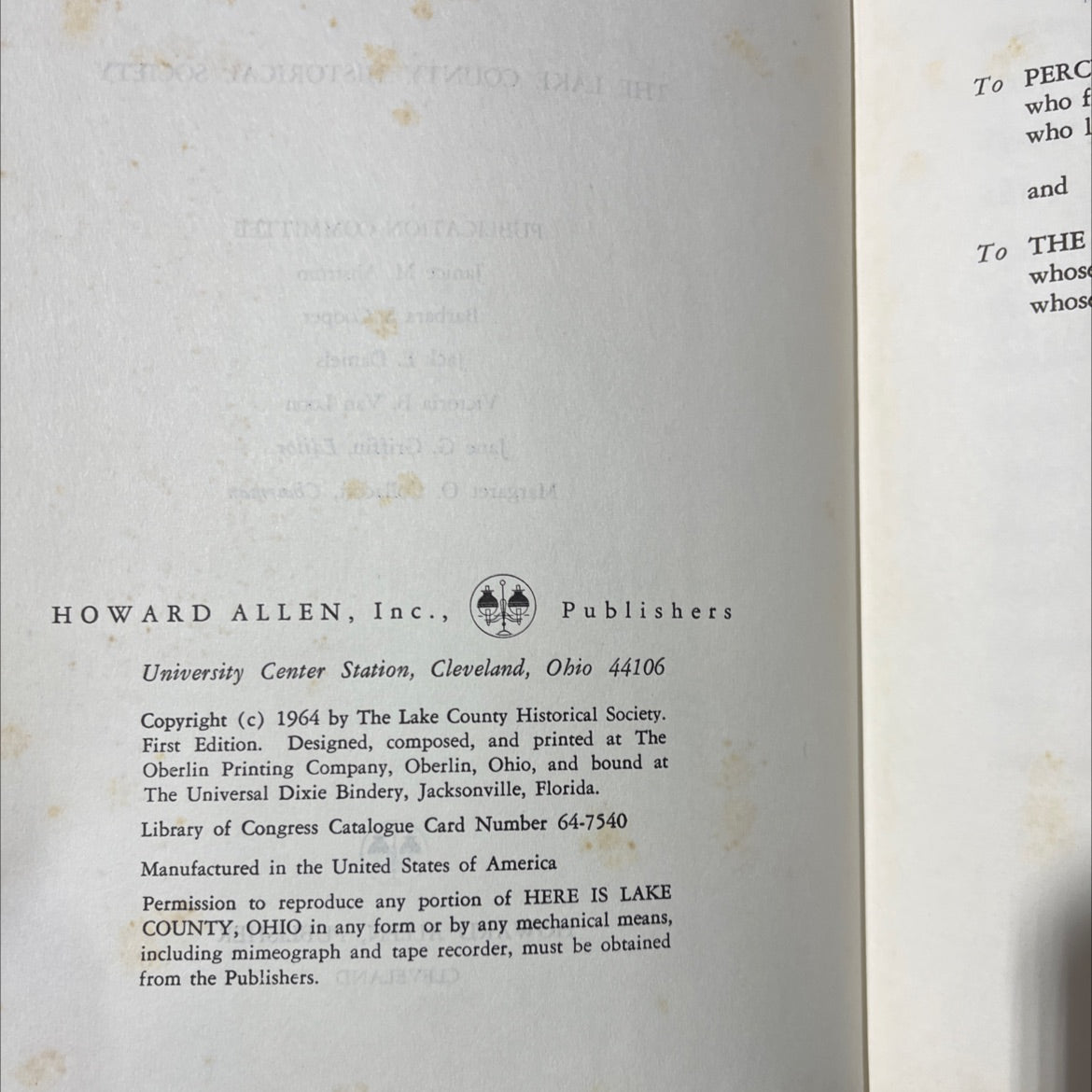 here is lake county ohio book, by percy kendall, 1964 Hardcover image 3