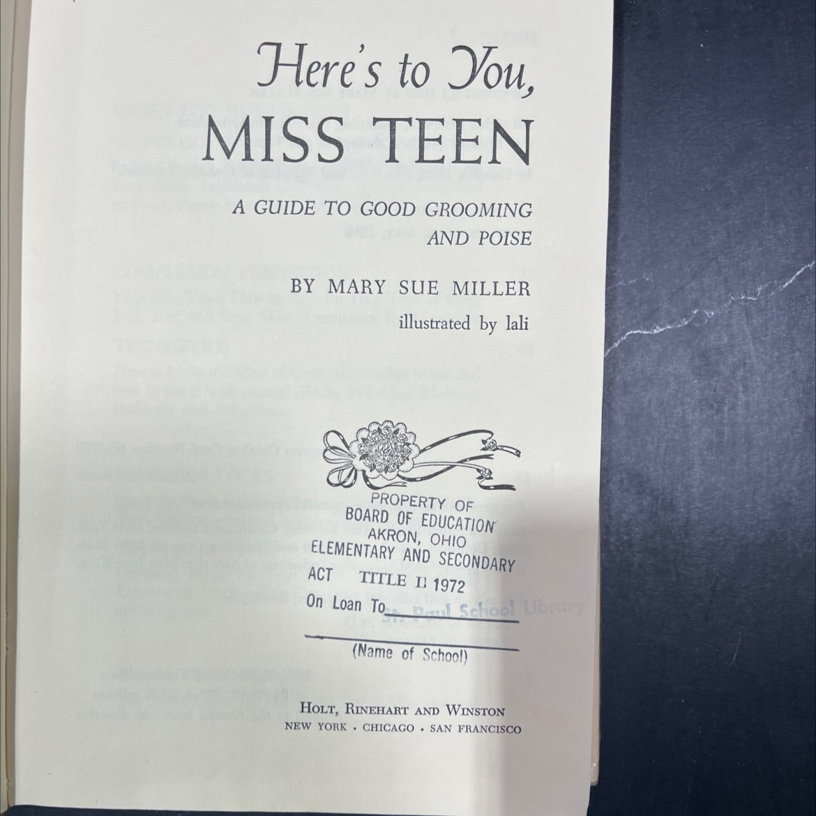 here's to you, miss teen a guide to good grooming and poise book, by mary sue miller, 1972 Hardcover image 2