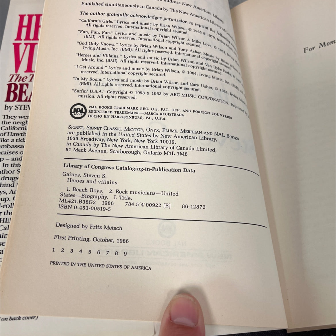 heroes and villains the true story of the beach boys book, by Steven Gaines, 1986 Hardcover image 3