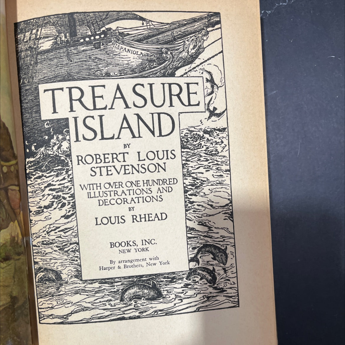 hispaniola treasure island book, by robert louis stevenson, 1943 Hardcover image 2