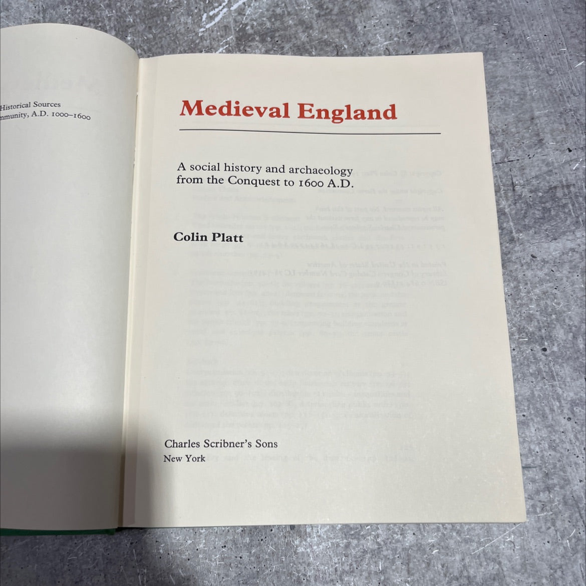 historical sources community, a.d. 1000-1600 medieval england book, by colin platt, 1978 Hardcover image 2