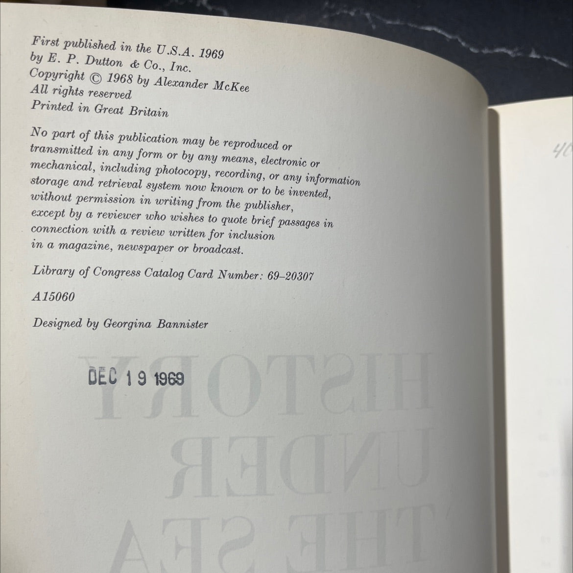 history under the sea book, by alexander mckee, 1969 Hardcover image 3