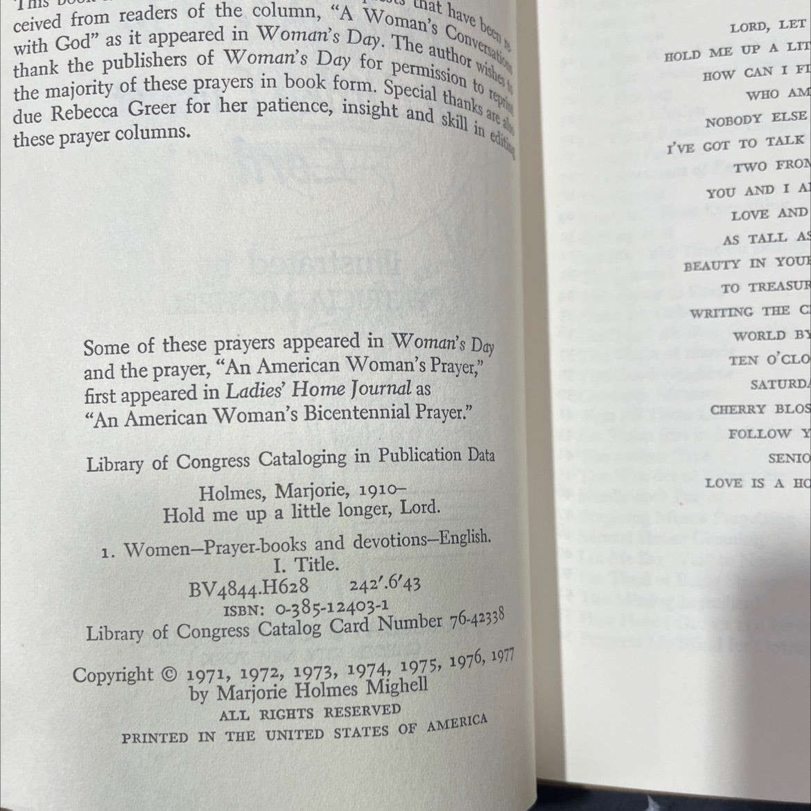 hold me up a little longer, lord book, by marjorie holmes, 1977 Hardcover image 3