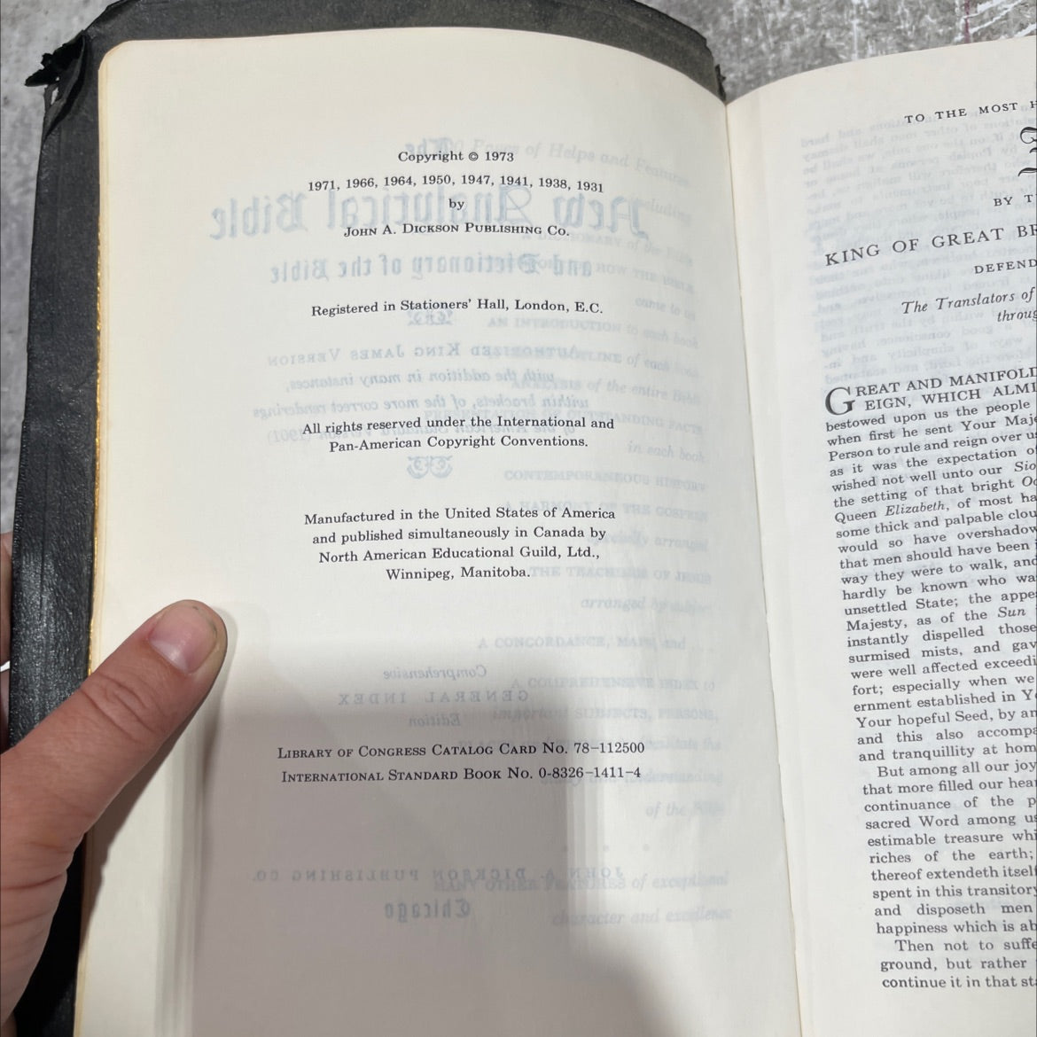 holy bible, king james version book, by john a. dickson, 1973 Leather image 3