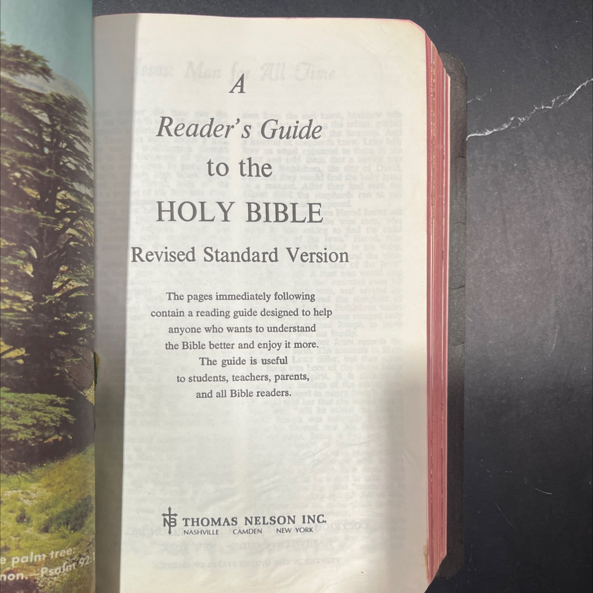 holy bible: man all time a reader's guide to the holy bible book, by unknown, 1972 Leather image 2