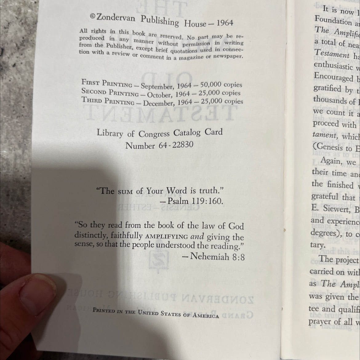 holy bible amplified old testament genesis to esther book, by E. Siewert, 1964 Hardcover image 3