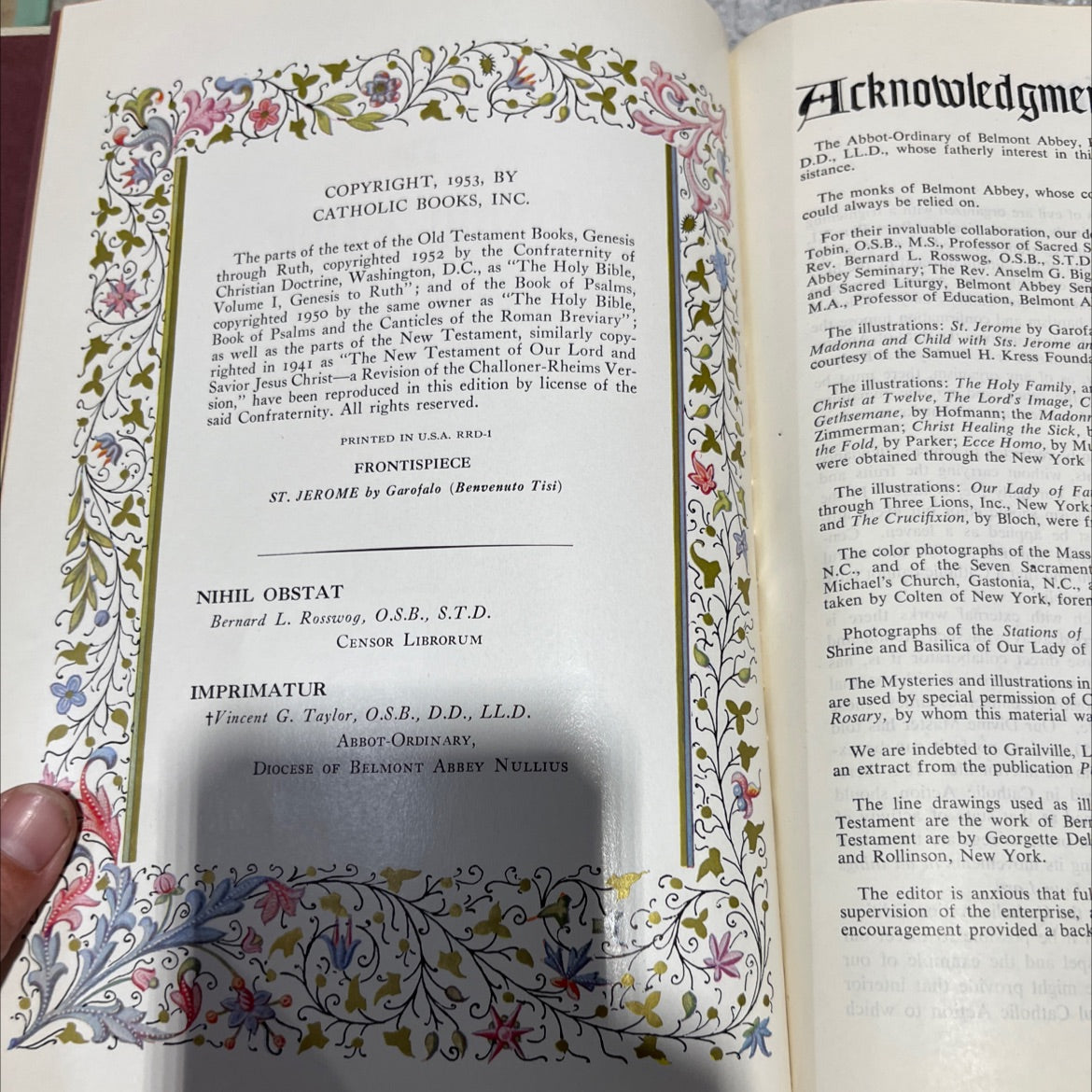 holy bible catholic action edition confraternity text book, by reverend paul john bradley, o.b.l.s.b., m.a.(oxon.), image 3