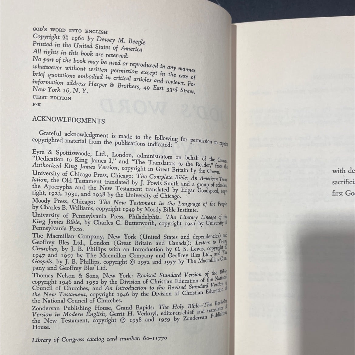 holy bible god's word into english book, by dewey m. beegle, 1960 Hardcover image 3