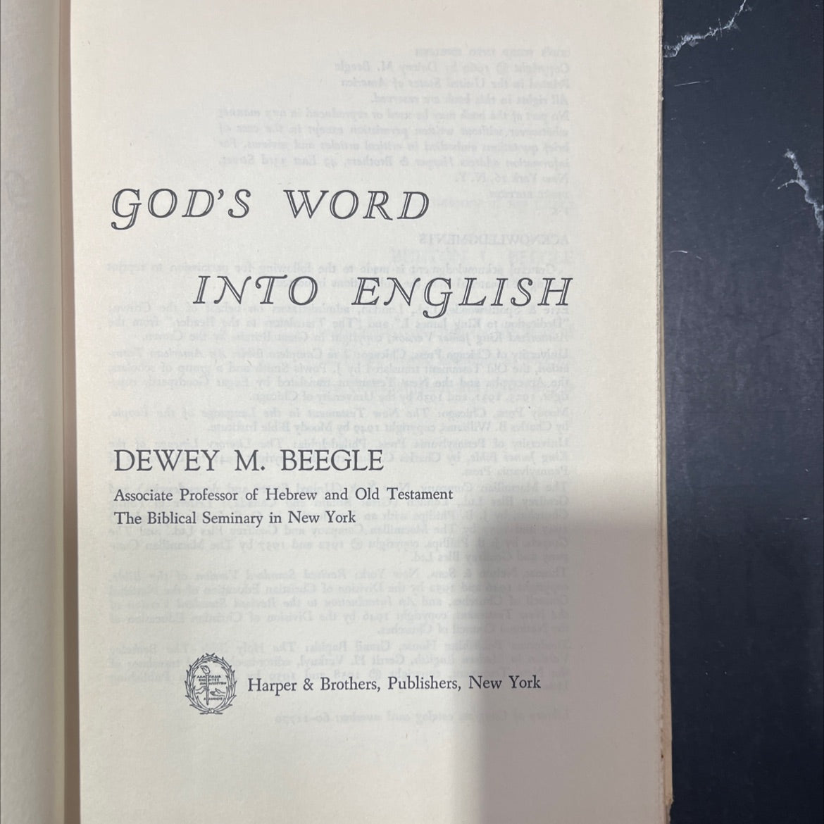 holy bible god's word into english book, by dewey m. beegle, 1960 Hardcover image 2