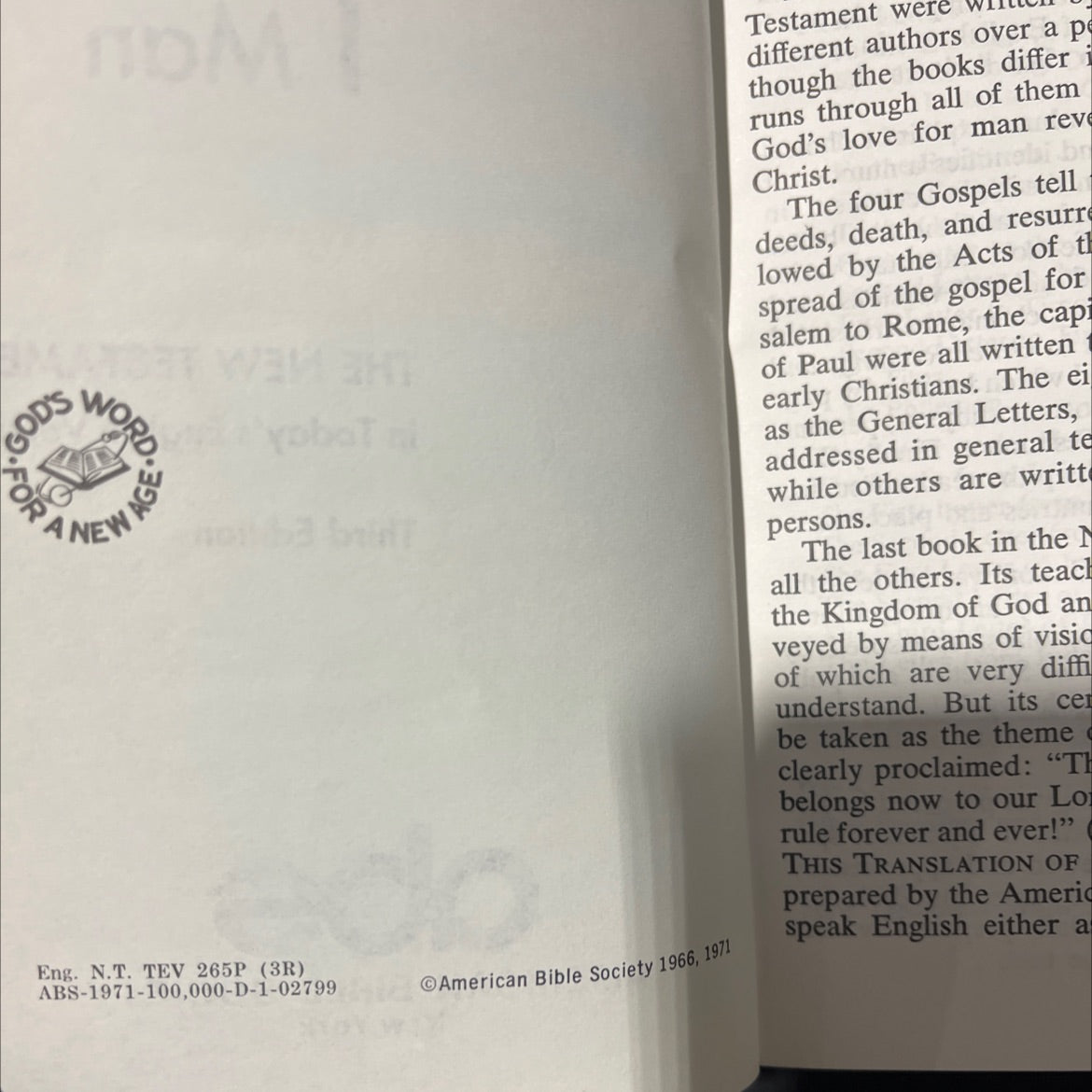 holy bible good news for modern man the new testament in today's english version book, by American Bible Society, 1971 image 3