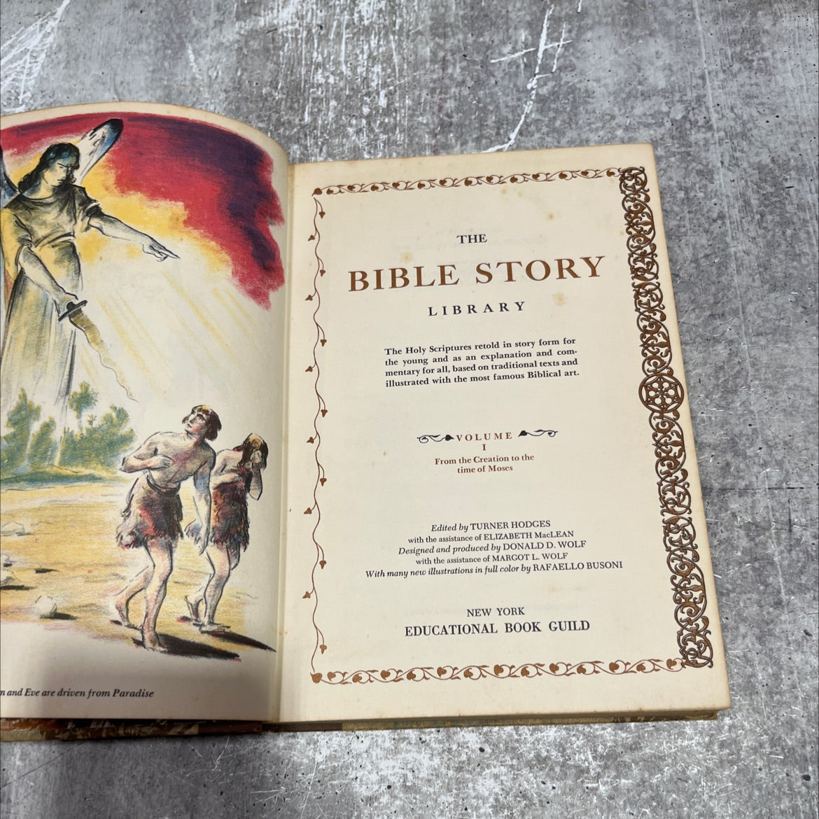 holy bible story library: the story of adam and eve driven from paradise book, by turner hodges, 1956 Hardcover image 2