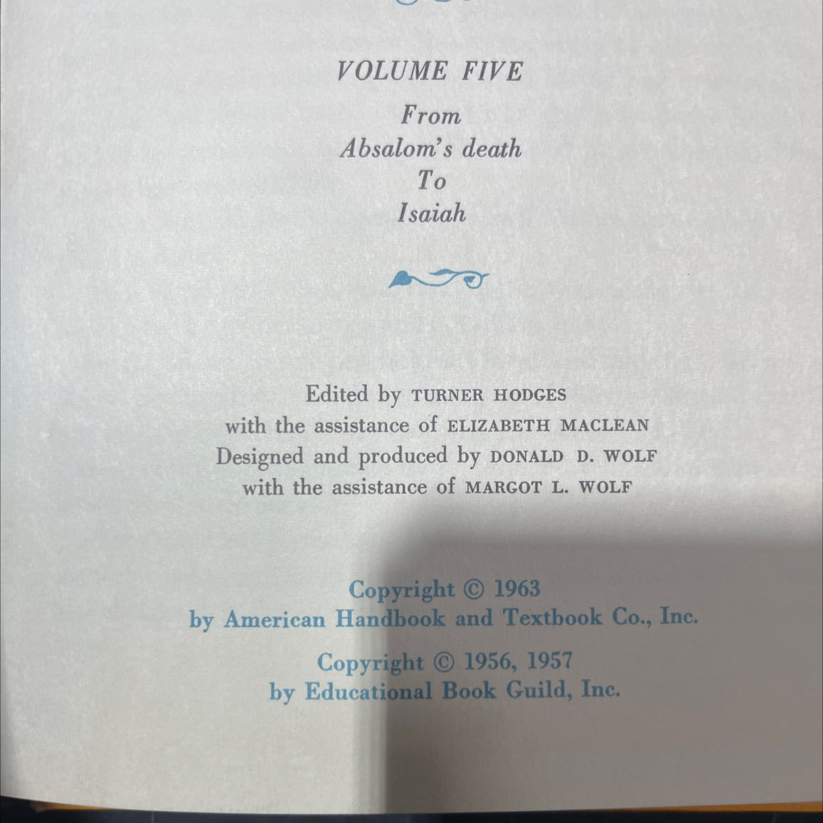 holy bible story library volume five from absalom's death to isaiah book, by turner hodges, 1963 Hardcover image 3