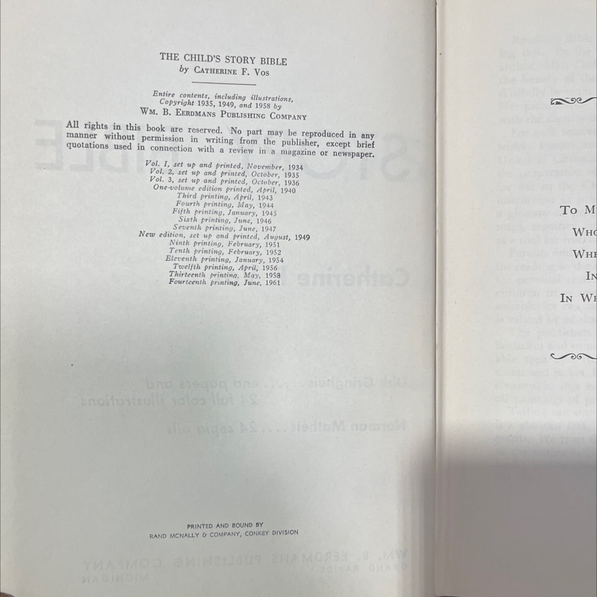 holy bible the child's story bible book, by catherine f. vos, 1958 Hardcover image 3