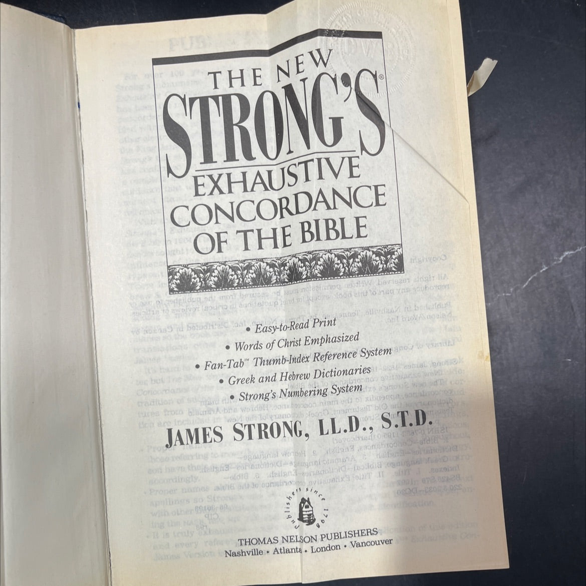 holy bible the new strong's exhaustive concordance of the bible book, by james strong, 1996 Leather image 2