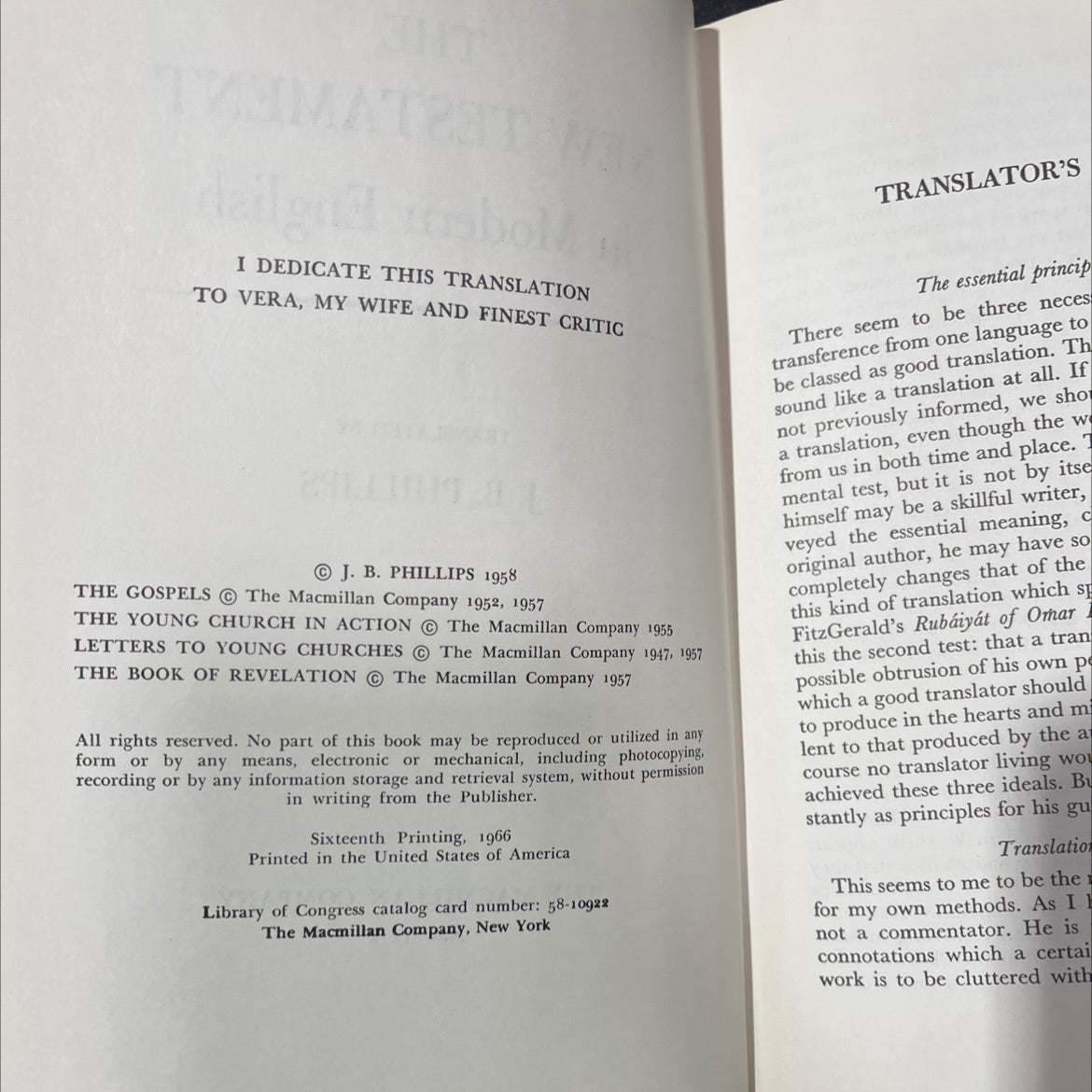 holy bible the new testament in modern english book, by j. b. phillips, 1958 Hardcover image 3