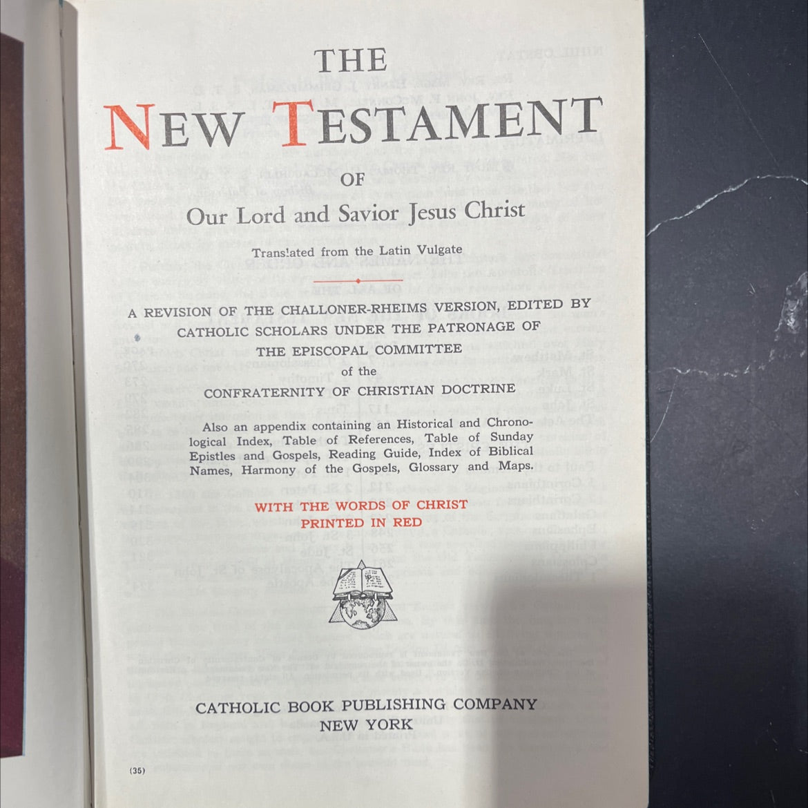 holy bible the new testament of our lord and savior jesus christ book, by unknown, 1959 Leather, Folio, Red Letter image 2
