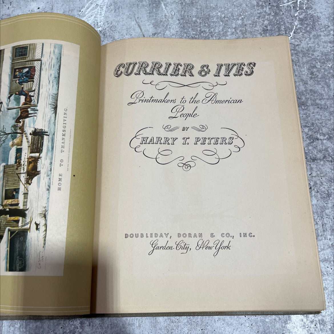 home to thanksgiving. currier & ives printmakers to the american people book, by harry t. peters, 1942 Hardcover image 2