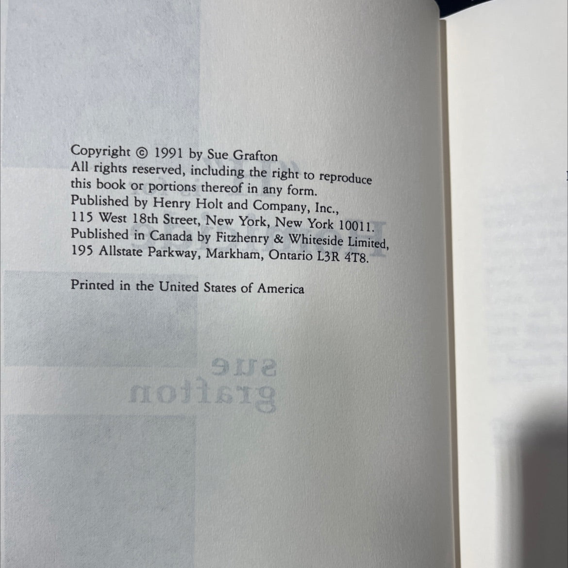 homicide book, by sue grafton, 1991 Hardcover image 3