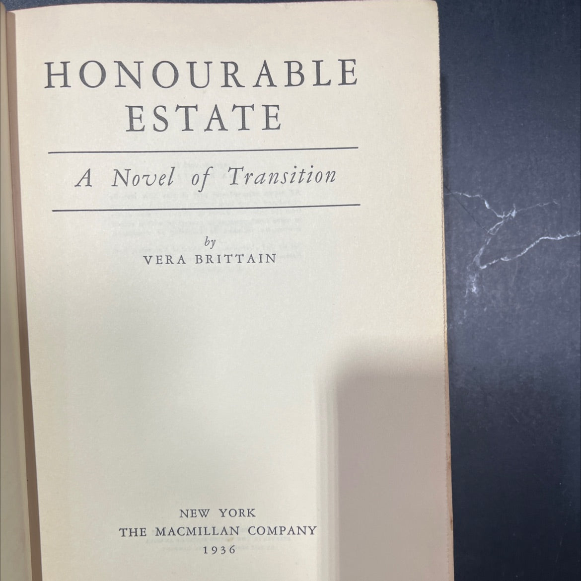 honourable estate book, by vera brittain, 1936 Hardcover image 2
