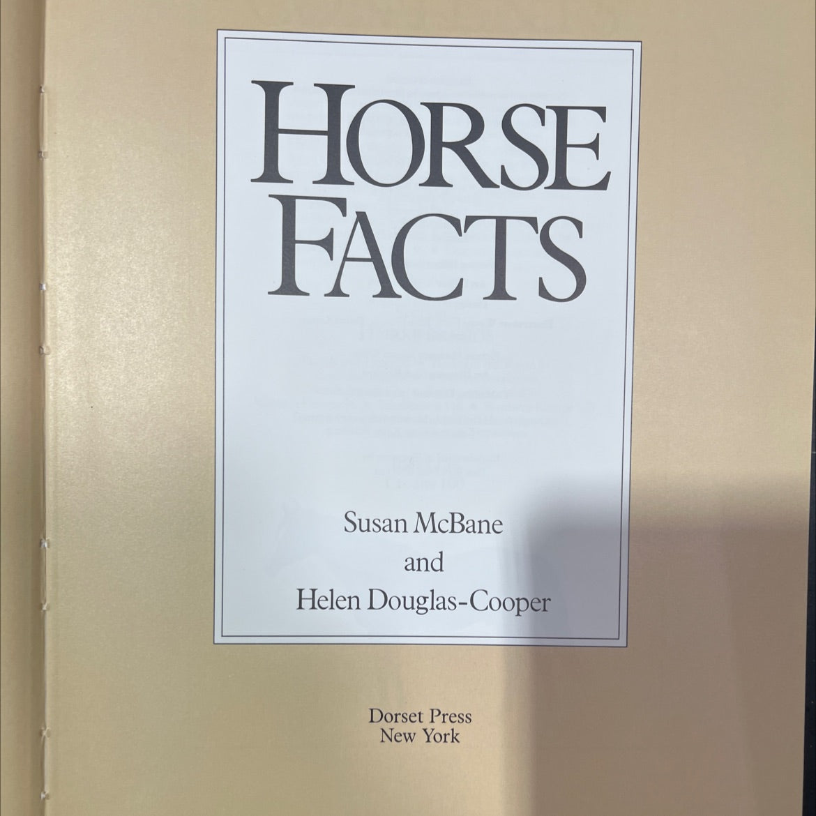 horse facts book, by susan mcbane and helen douglas-cooper, 1990 Hardcover image 2