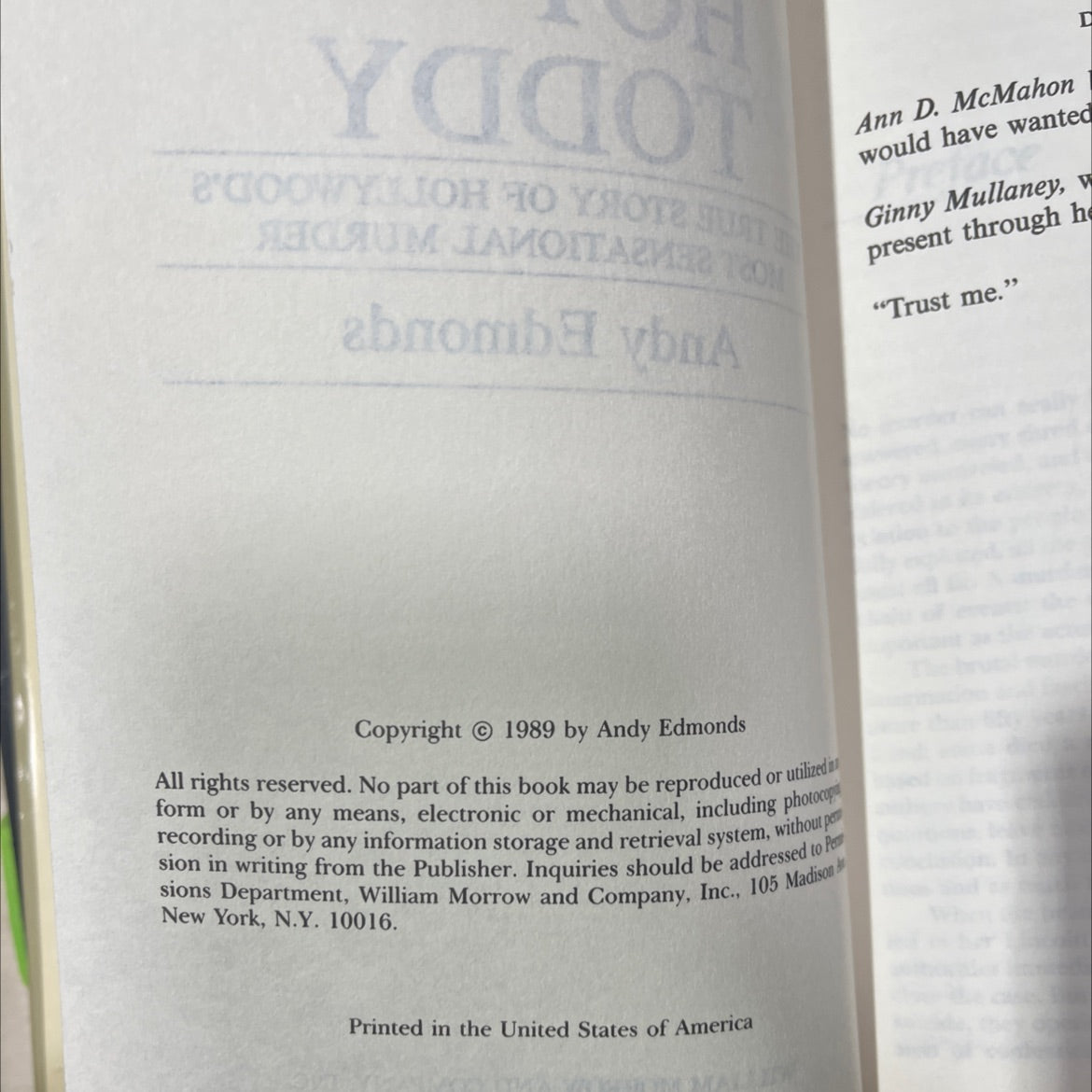 hot toddy thelma the true story of hollywood's most sensational murder book, by andy edmonds, 1989 Hardcover image 3