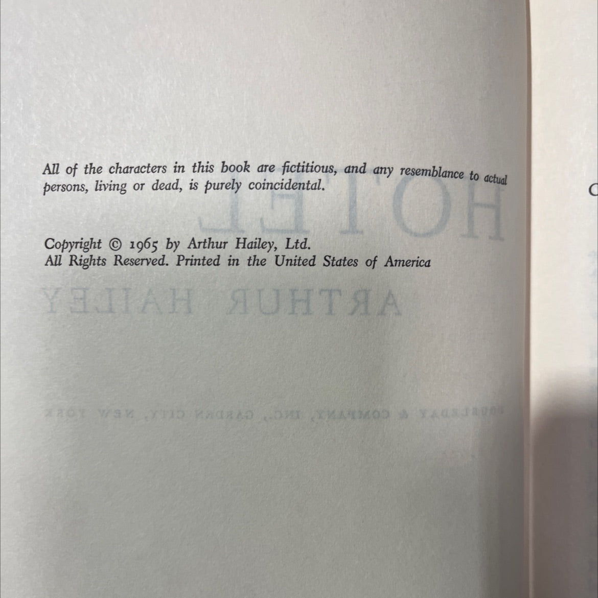 hotel a book, by arthur hailey, 1965 Hardcover image 3