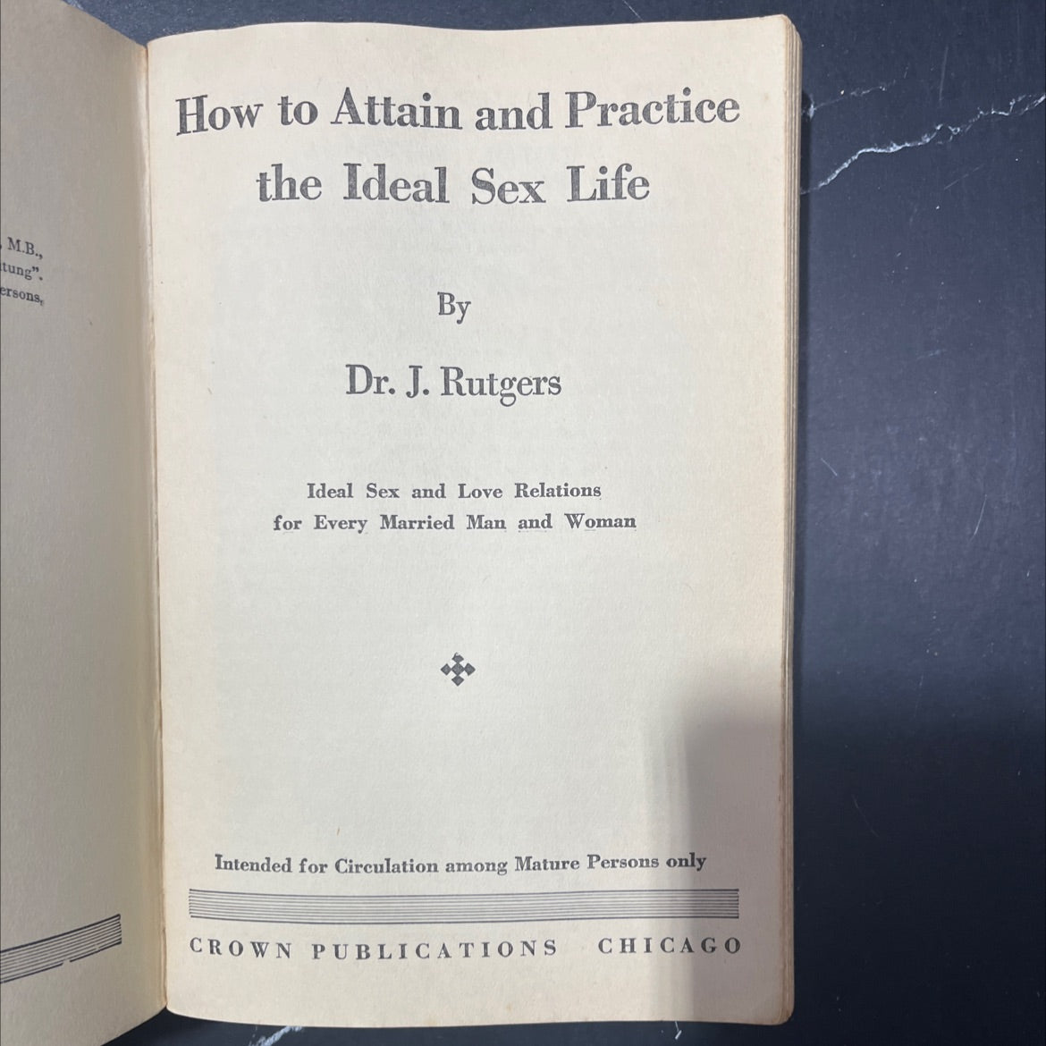 how to attain and practice the ideal sex life book, by dr. j. rutgers, 1940 Paperback image 2