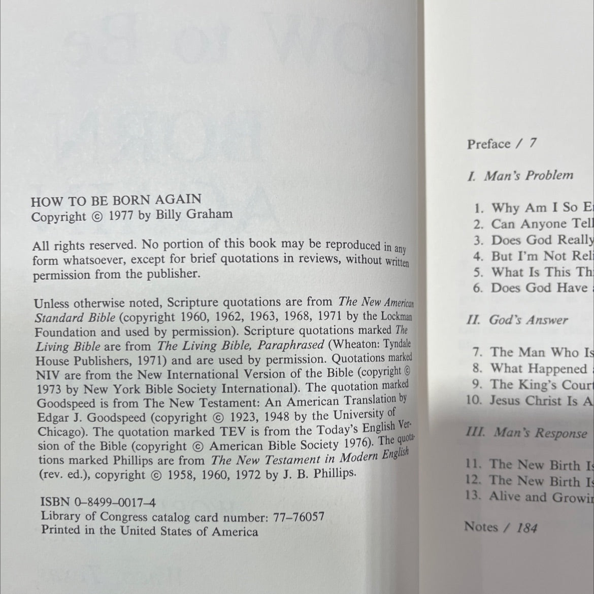 how to be born again book, by Billy Graham, 1977 Hardcover image 3