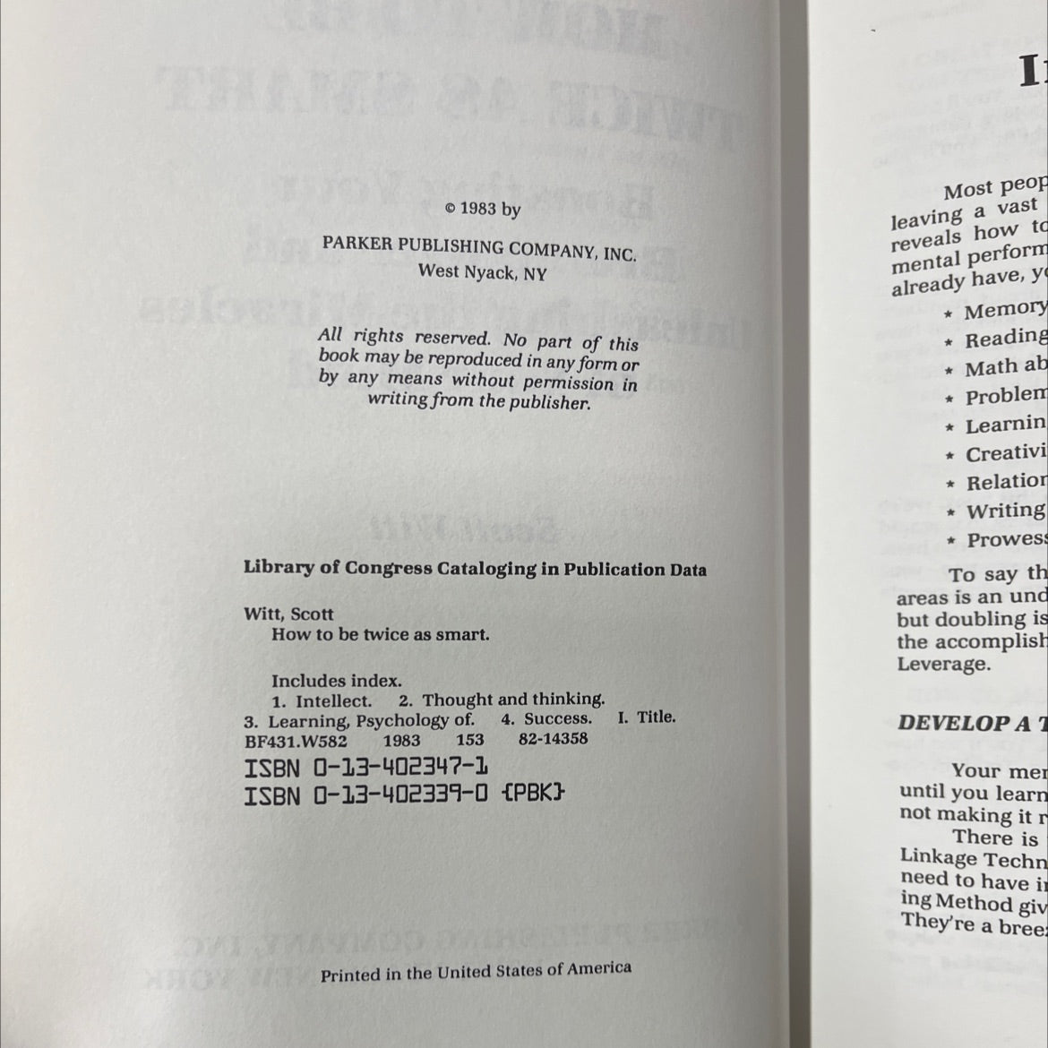 how to be twice as smart book, by scott witt, 1983 Hardcover image 3