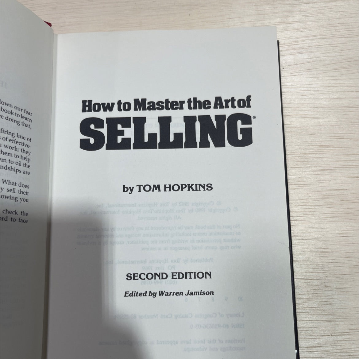 how to master the art of selling book, by tom hopkins, 1982 Hardcover image 2