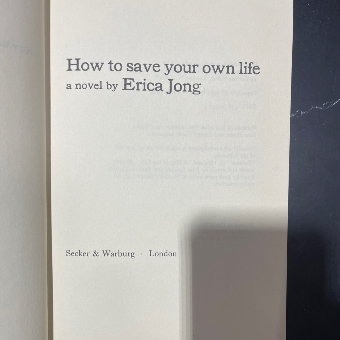 how to save your own life book, by erica jong, 1977 Hardcover image 2