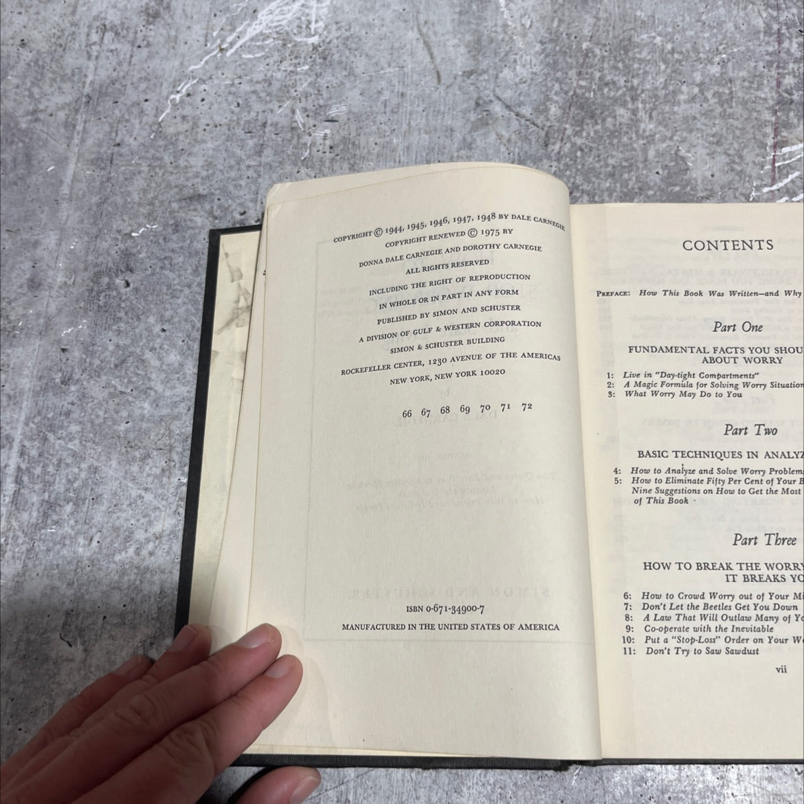 how to stop worrying and start living book, by dale carnegie, 1975 Hardcover image 3