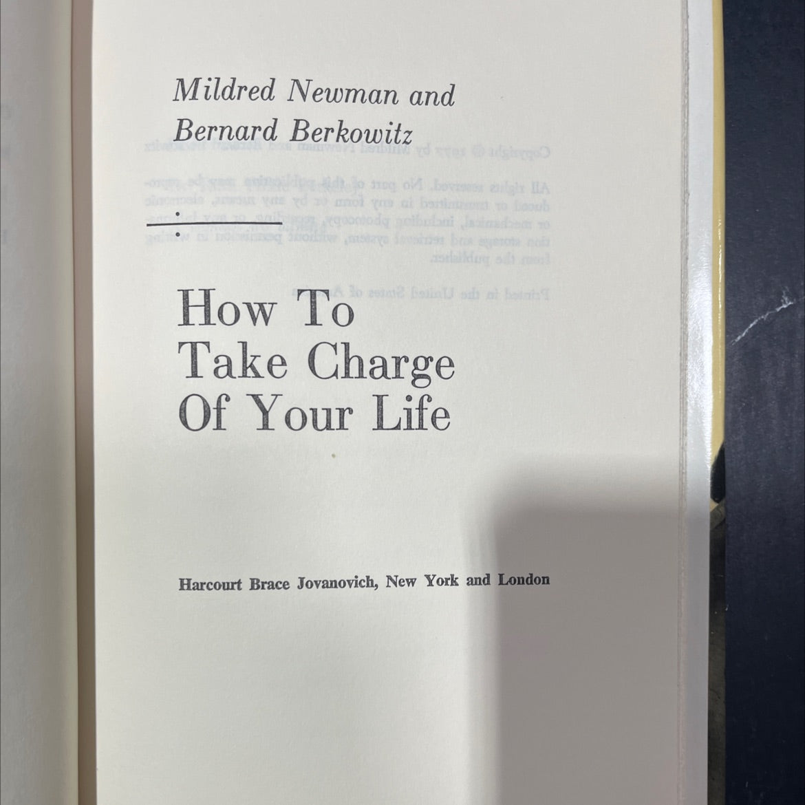 how to take charge of your life book, by mildred newman and bernard berkowitz, 1977 Hardcover image 2