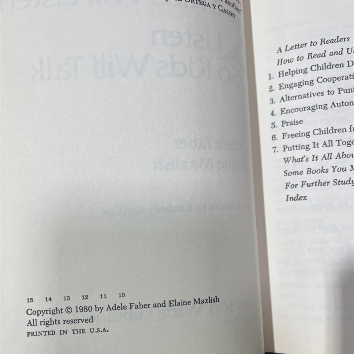 how to talk so kids will listen & listen so kids will talk book, by Adele Faber, Elaine Mazlish, 1980 Hardcover image 3